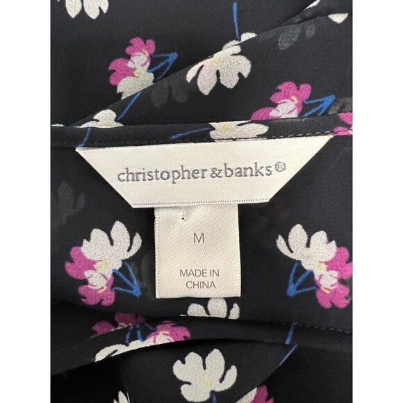 Christopher & Banks Womens Peasant Blouse Multicolor Long Sleeve Smocked Boho M - Picture 11 of 11